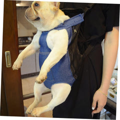 Dog Backpack Pet Chest Bag Denim XL Size Comfortable Zipper Head Neck Support