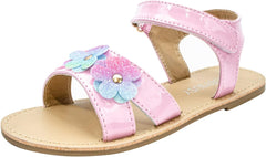 Children Flat Sandals Flower Beach Shoes Little Girls Sandals Rubber Sole Princess Dress Flat Little Kid/Big Kid (Rose Gold, 3.5-4 Years Toddler)