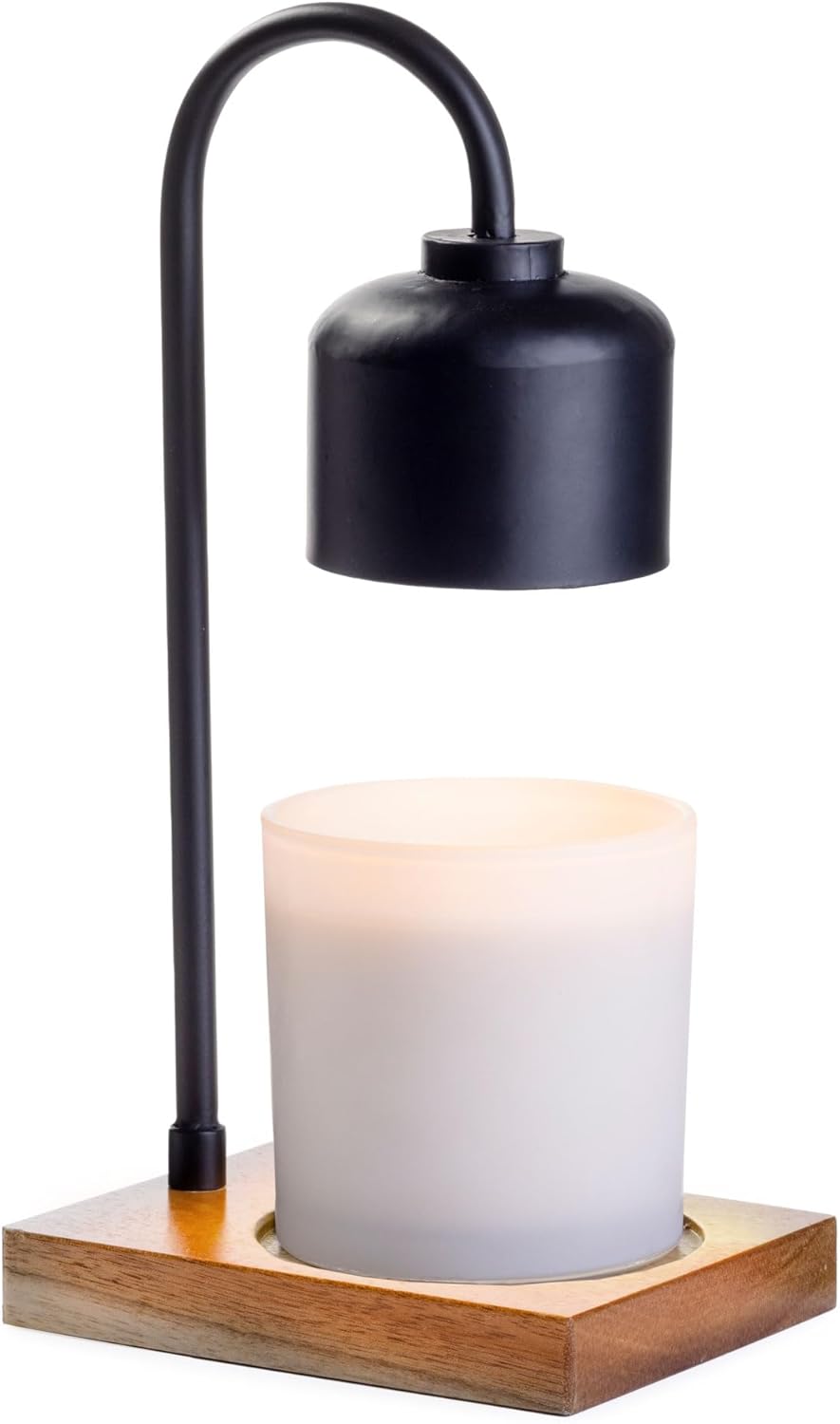 Candle Warmers Etc. White & Wood Arched Lamp – for Top-Down Warming & Flame-Free Fragrance