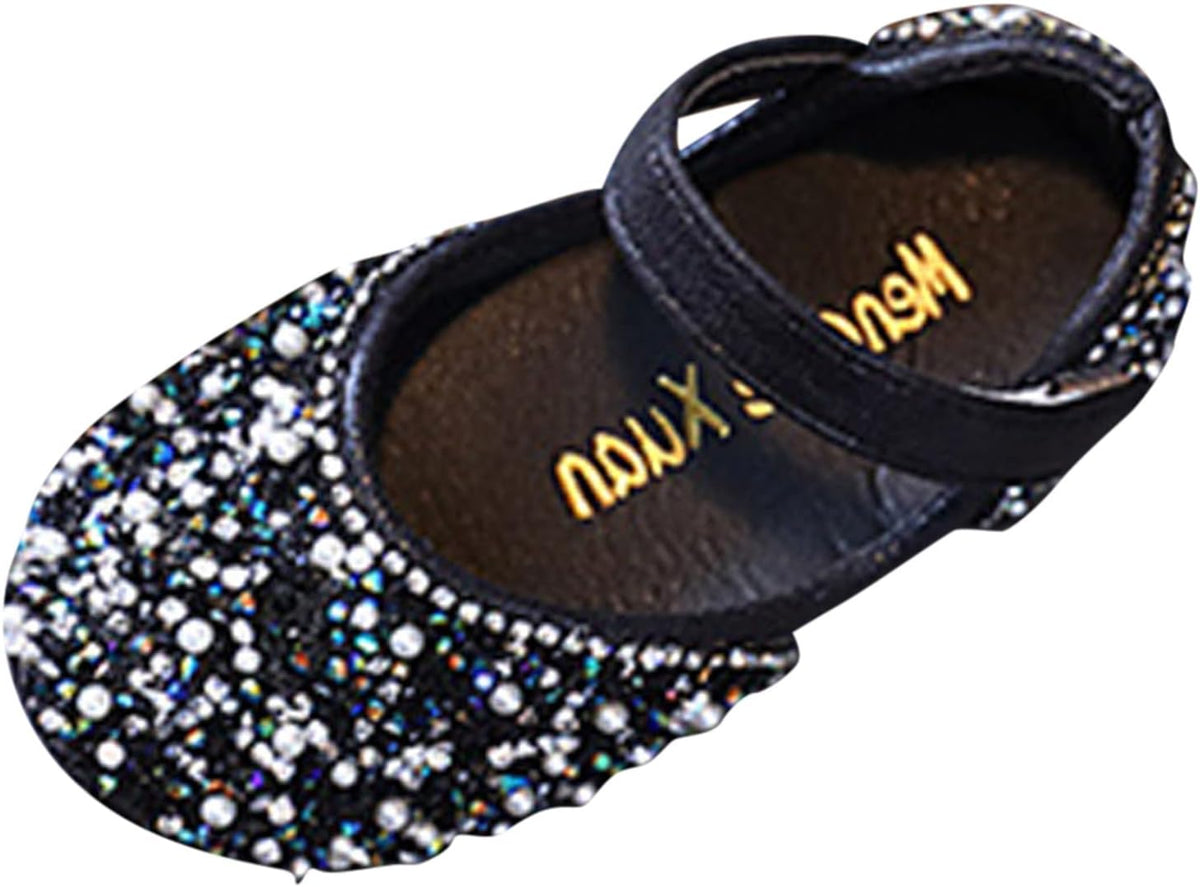 Girls Mary Jane Dress Shoes Rhinestones Flower Girl Wedding Party Shoes Ballet Flats Little Girl Dress up Shoes