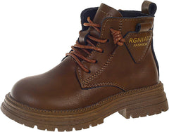 IWIHMIV Girl Winter Boots Toddler Riding Boots Girls Winter Shoes Boys Boots Leather Lace-Up Boots Non Slip Ankle Snow Boots