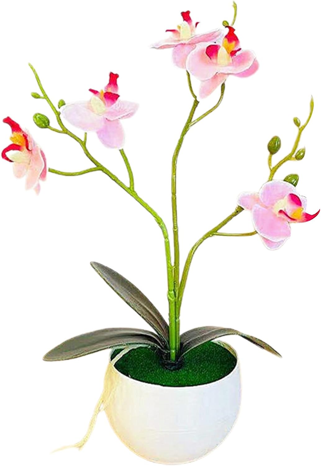 1 Set Artificial Potted Plant Anti-deform Anti Fade Faux Silk Flower Realistic Eye-catching Butterfly Orchid Flower Bonsai for Party - Pink