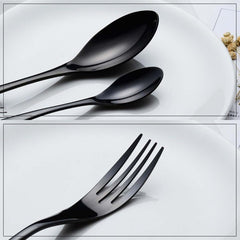 Cabilock Black Dinner Fork Stainless Steel Western Cutlery Fork Table for Food Serving Black