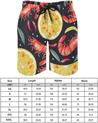 Lemon Shrimp Men's Swim Trunks Quick Dry Hawaii Board Shorts Mesh Lining Beach Swimwear with Pockets