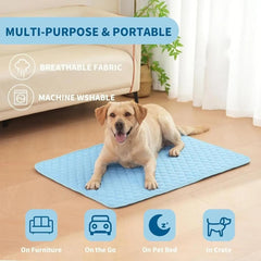 Washable Cooling Mat for Dogs, Ice Silk Cooling Dog Bed, Summer Pet Cooling Mat for Indoor & Outdoor, Durable Sofa Cooling Pad Blanket for Small Medium Large Dogs/Cats (Grey, XS/16 * 12 in)