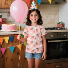 Girls Summer T-Shirts Shoirt Sleeve Tops Casual Henley Shirts for Toddler 2-12Y