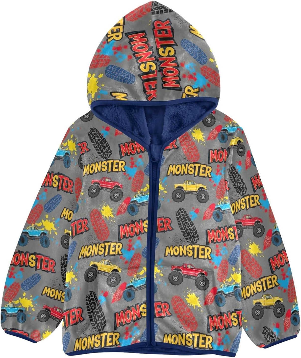 CHIFIGNO Colorful Trucks Toddler Snow Jacket Soft Winter Coats for Boy 3T