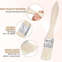 10PCS Paint Brush, 1 Inch Paint Brushes with Natural Bristle, Wooden Paint-Brush Set for Stain, Varnish, Glue, Composite Wall and Home DIY, Small Paintbrushes for Walls and Furniture