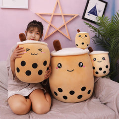 SecretCastle Cute Stuffed Boba Plush Bboba Tea Plushie Pillow, Soft Plush Toys Chirstmas Birthday Graduation Gifts for Kids,Women and Friends Brown Color (Brown, 9.4'')
