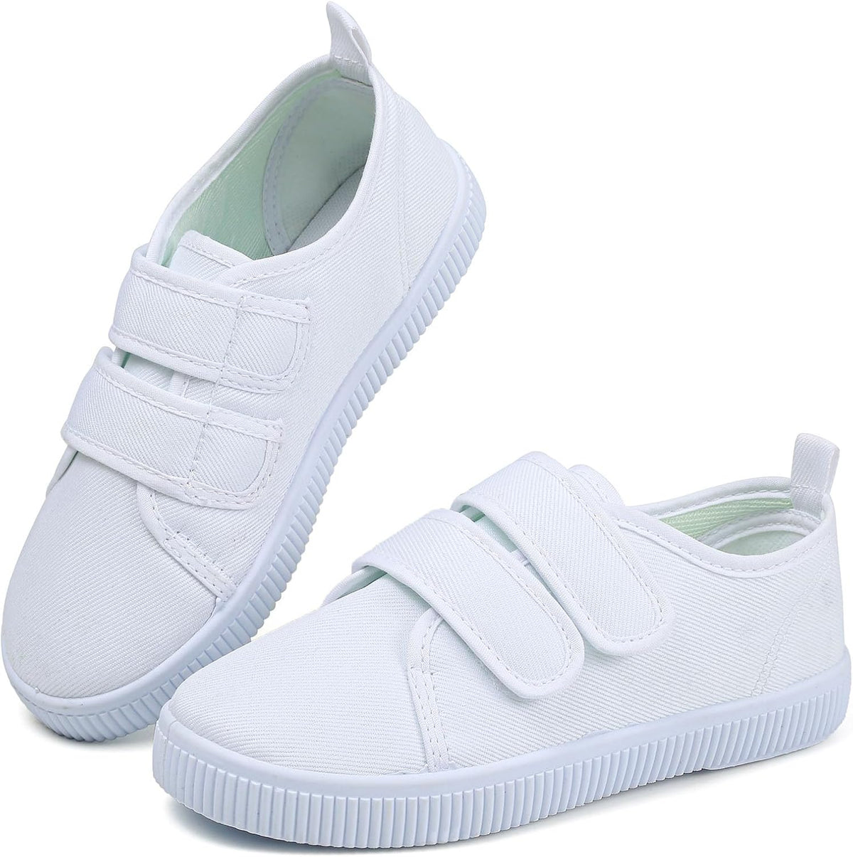 Boy's Girl's Kids White Canvas Shoes for Kids Slip-On Lightweight Sneakers Casual Skin-Friendly Walking Running Shoes(Toddler/Little Kids/Big Kids)