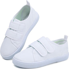 Boy's Girl's Kids White Canvas Shoes for Kids Slip-On Lightweight Sneakers Casual Skin-Friendly Walking Running Shoes(Toddler/Little Kids/Big Kids)