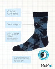 MeMoi Boys Argyle Cotton-Rich Fine-Gauge Crew Sock