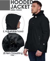 Outdoor Ventures Men's Packable Rain Jacket Waterproof Lightweight Raincoat with Hood Windproof Cycling Jackets