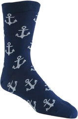 vangobeauty Anchor Socks Men dress socks Mid Calf Navy Blue White Anchor Size 7-13