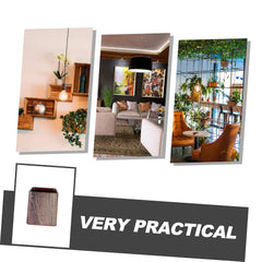 Retro Imitation Walnut Grain Trash Can Bathroom Desktop Decorative Garbage Can