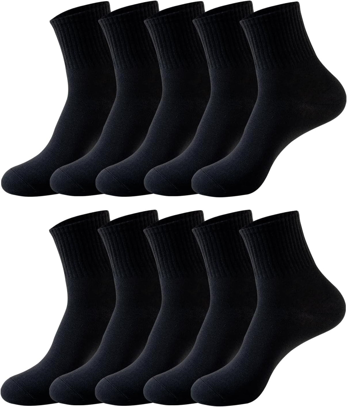10-Pair Pack Athletic Crew Socks for Men, Soft and Breathable Mid-calf Socks Men (Black 9000)