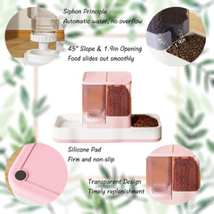 Tfwadmx Automatic Cat Food and Water Dispenser Gravity Dog Feeder Auto Cat Feeder 2 in 1 Pet Food Dispenser for Cats Small Dogs(Grey)