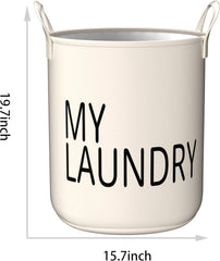 Yikko 2-Pack Large Laundry Basket, Waterproof Freestanding Laundry Hamper, Canvas Large Storage Baskets for Kids Boys and Girls, Office, Bedroom, Clothes,Toys (White-25)