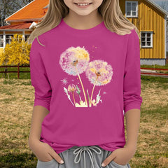 Girls Summer Tops Dress Casual Crewneck Cute Floral Print Shirts Trendy 3/4 Sleeve Shirts for Girl Workout Tunic Blouse