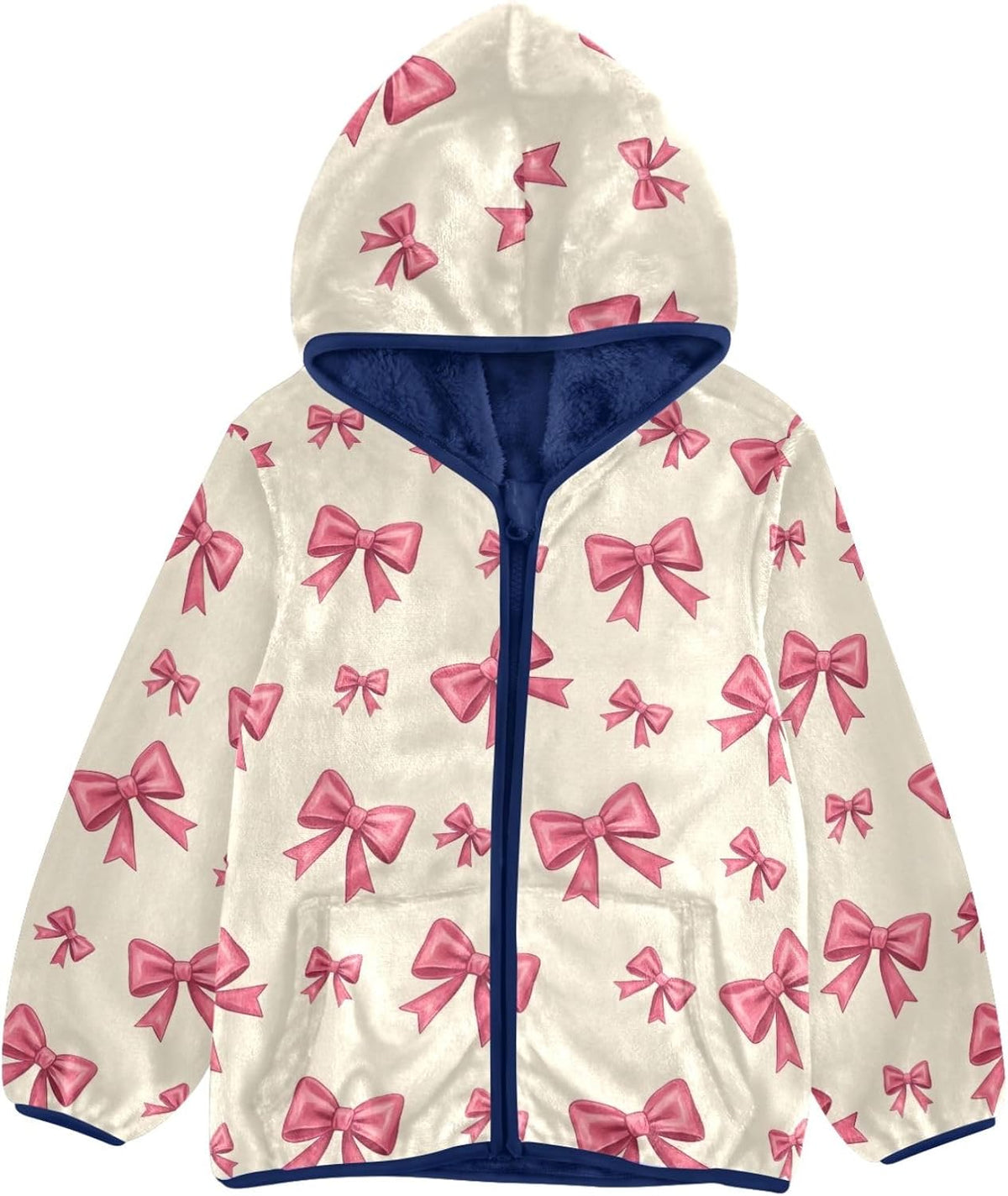 CHIFIGNO Bows Beige Toddler Snow Jacket, Kids Zip up Jacket Soft for Fall Winter Spring 3T