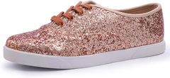 FEVERSOLE Women's Fashion Dress Sneakers Party Bling Casual Flats Embellished Shoes