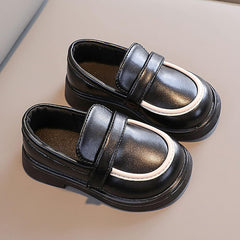 sfdgfhyf Toddler Round Toe Shoes Toddler Boys Girls Dress Shoes PU Leather Wedding School Loafer (Beige, 2-2.5 Years Toddler)