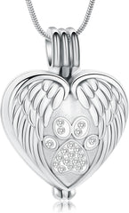 zeqingjw Pet Cremation Jewelry for Ashes Pendant Paw Print Pet Heart Urn Necklace Memorial Keepsake Jewelry for Pet/Dog's/Cat's Ashes