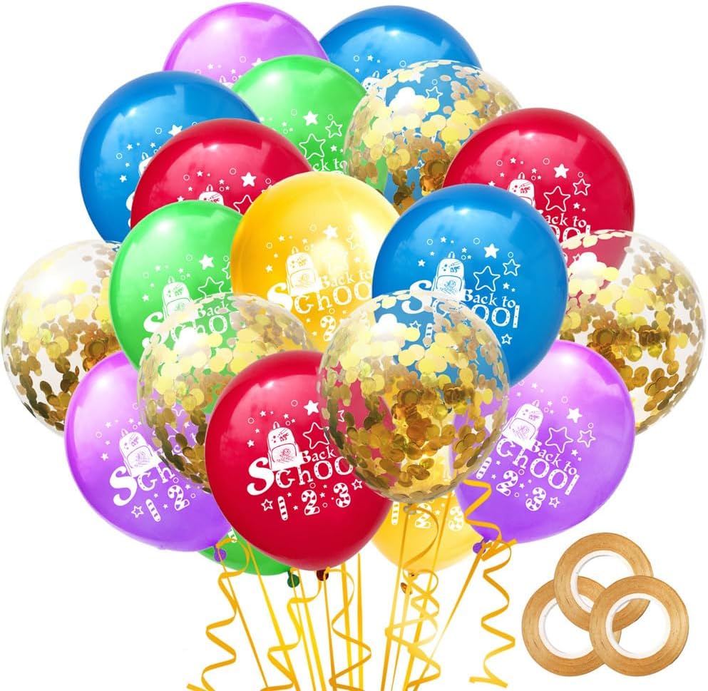 60Pcs 12 Inch Back To School Balloons First Day of School Latex Balloons Colourful Schoolbag Balloon Kids Themed Party Supplies Classroom Blackboard Decorations