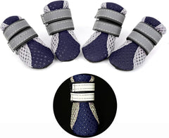 Ranphy Breathable Mesh Dog Boots, Pet Walking Shoes, Reflective Paw Protector with Anti-Slip Sole Sneaker for Hot Pavement Summer for Small Dogs 4 Pack (XL, Blue)