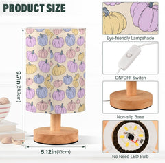 Cartoon Style Pumpkins Bedside Table Lamp Small Desk Lamps Linen Fabric Shade Decorative Nightstand Lamp LED with USB Port Wood Base for Bedroom Living Room
