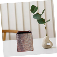 Retro Imitation Walnut Grain Trash Can Bathroom Desktop Decorative Garbage Can