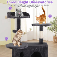 70 Inch Tall Cat Tree Cat Climbing Tower, Multi-Level Cat Condo Stand Cat Tower with Platform,Cat Scratching Posts & Funny Toy for Indoor Cat Kitten Pet Play House