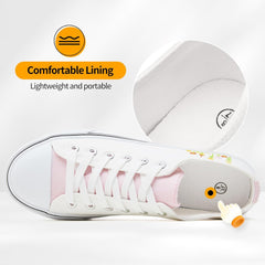 ZGR Womens White Tennis Shoes for Women,Lace up Canvas Sneakers,Casual Walking Canvas Shoes