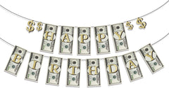 Bill Dollar Birthday Party Banner Money Happy Birthday Banner Money Party Supplies Money Dollar Bill Signs for Baby Shower Kids Money Birthday Decorations