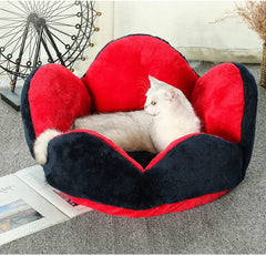 Fashionable pet Bed, Plush pet Bed, Plush pet Bed, Warm Winter cat and Dog Bed, Detachable, Winter Plush Kennel, Cute Petals, Warm and Comfortable Dog mat, cat mat (Color : Gray, Size : Small)