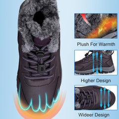 Women'S Waterproof Winter Snow Boots Warm Fur Lined Comfort Non-Slip Soft Bottom Outdoor Walking Boots Shoes