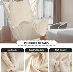 Hammock Chair Swing Comfortable Breathable Cotton Canvas Hammock Swing 400Lbs Portable Hanging Chair for Outdoor, Home, Patio, YardHammock