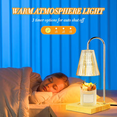 Candle Warmer Lamp with Timer, Fit for All Jar Candles, Electric Dimmable Candle Lamp Warmer Flameless Wax Melting Lamp with 2 Bulbs, Home Decor Gifts (Champagne)