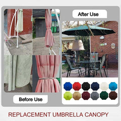 RAKKYO Sun Umbrella Replacement Cloth, 2/2.7/3m Outdoor Umbrella Canopy Market Replacement Umbrella Top, Patio Umbrella Replacement Canopy, For Backyard Garden Beach