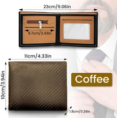PU Leather Wallet for Men Simple Stylish Men's Wallets with 3 Card Slots 1 ID Window 1 Zipper Pocket 2 Cash Compartment (Brown)