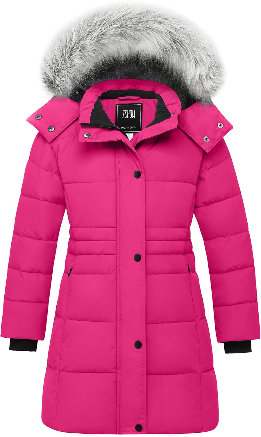 ZSHOW Girls' Winter Coat Long Hooded Parka Soft Fleece Puffer Jacket with Removable Hood