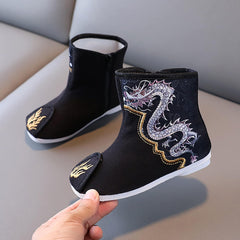 Toddler Pattern Cotton Boots for Boys Cloth Shoes Children Embroidered Shoes Boys Shoes Boots Chinese New Year Shoes