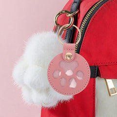 YARNOW 5pcs Pet Hair Keepsake Keychain PU Paw Shaped Storage Pendant with Key Ring Memorial Puppy Hair Collector Keychain for Pet Owners