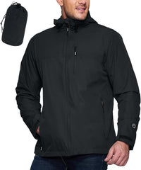 Outdoor Ventures Men's Packable Rain Jacket Waterproof Lightweight Raincoat with Hood Windproof Cycling Jackets
