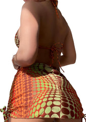 COZYEASE Women's 4 Piece Swimsuits Sexy Bikini Sets Triangle Bathing Suit with Mesh Cover Up Beach Skirt & Bandana