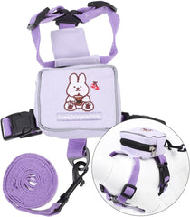 Pet Backpack Puppy Dog Saddle Bags Backpacks for Travel Dog Hiking Harness Rabbit Puppy Backpack Harness Cat Back Bag Cartoon Backpack Hiking Clothes Polyester Purple Outdoor Leash