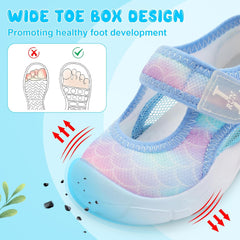 L-RUN Toddler Sandals Summer Boys Girls Adjustable Kids Sandal with Hook Loop Closed-Toe Lightweight Outdoor Sport Sandals