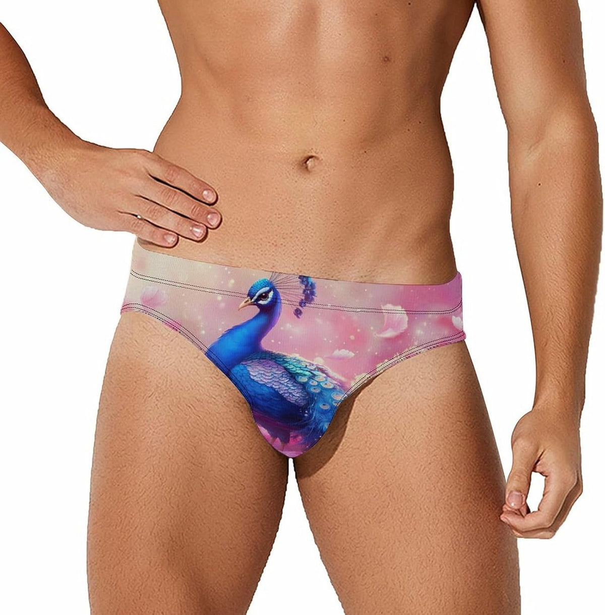 Peacock Flower Men's Swimsuit Brief Beach Shorts Bikini Swimwear Sexy Swimming Trunks