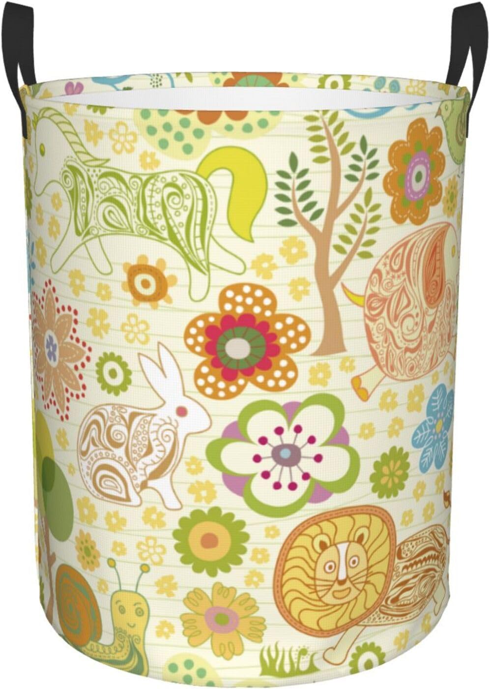 Cute Bee Laundry Hamper Circular Laundry Basket Bin Dirty Clothes Bag Storage Basket Small