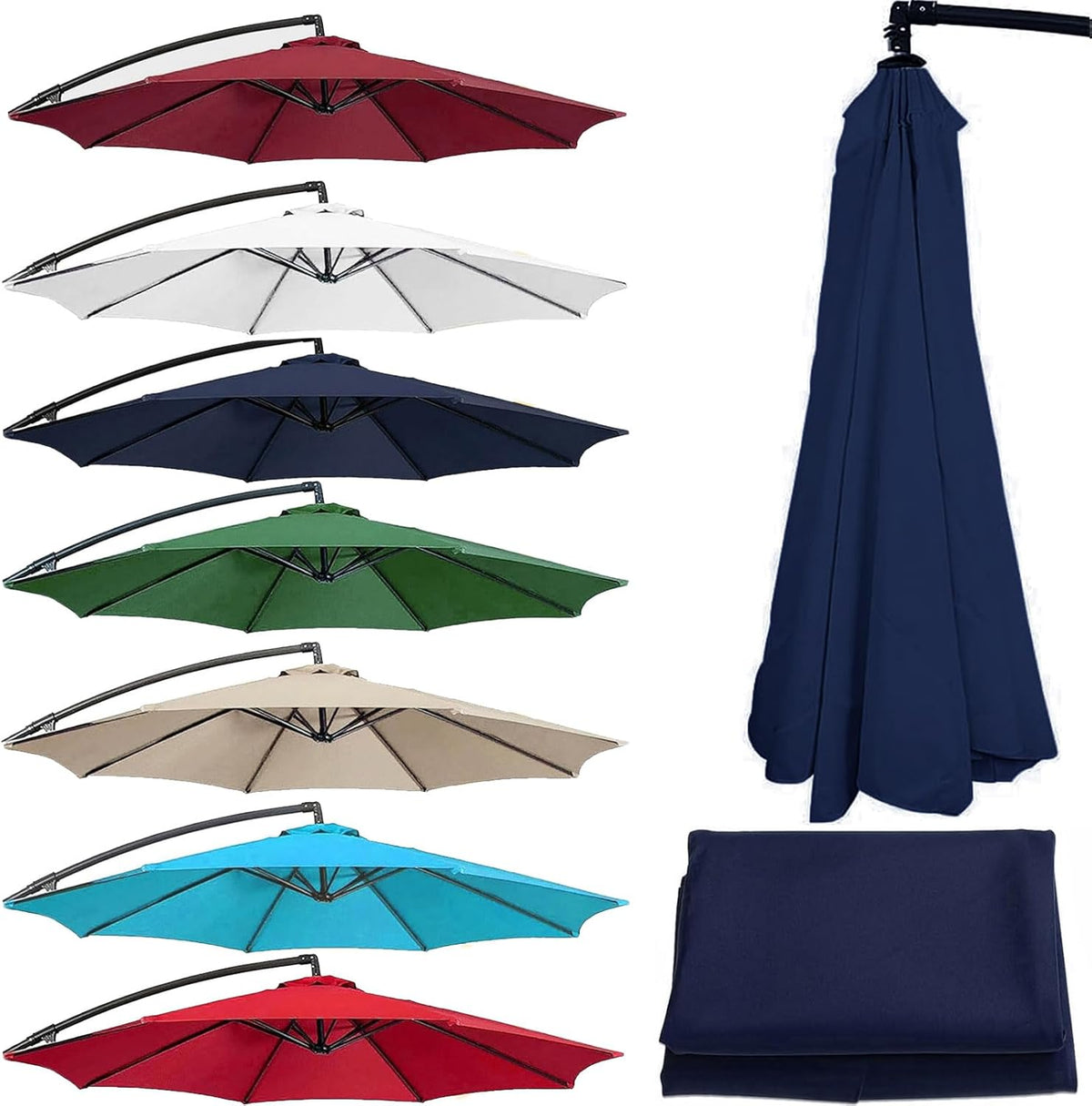6.5/8.8/9.8ft Universal Replacement Umbrella Canopy 6/8 Ribs Patio Umbrella Replacement Canopy Top Shade Cover Outdoor Market Table Umbrella Cover For Yard Garden Beach